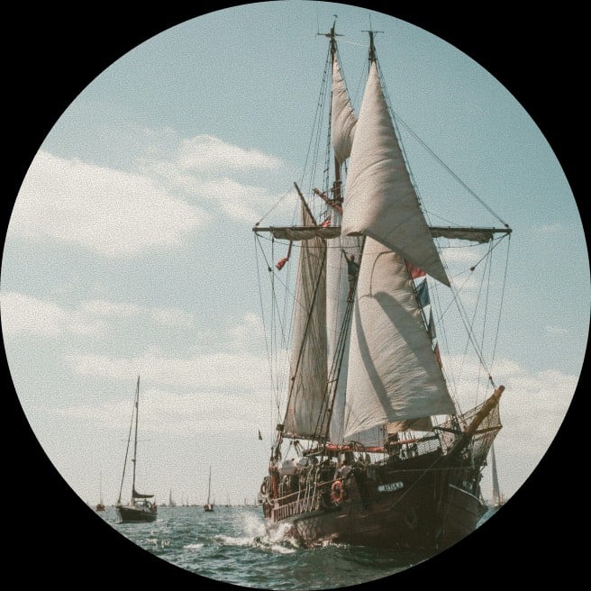 Tall ship sailing on the sea